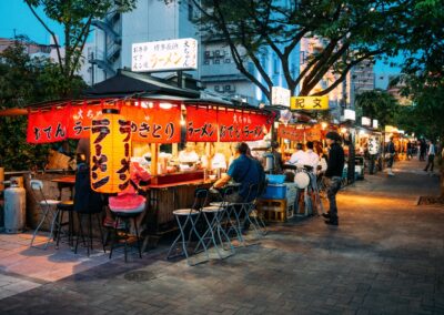 People Eating Street Food in Japan